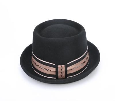 China Character Fedora Wool Felt Boater Hat Flat Surface Style Fedora Hats for sale