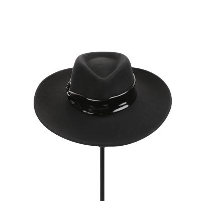 China Soft Cozy Winter Flat Wide Brim Felt Jazz Wide Brim Hat for sale