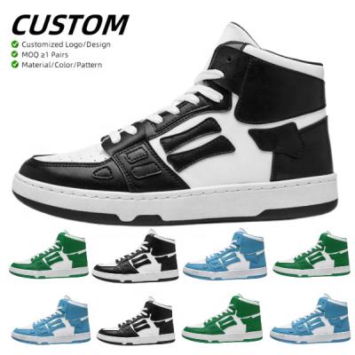 China Cushioning OEM&ODM High Quality Leather Custom Logo High Top Sneakers Basketball Style White Shoes Men Skateboarding Shoes for sale