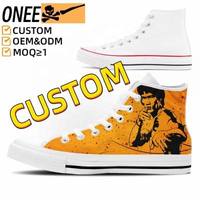 China Fashion Trend 1 MOW Customized High Top Womens Canvas Sneakers Shoes Casual Lace Up Custom Logo Canvas Trendy Shoes For Men Vulcanized Shoes for sale