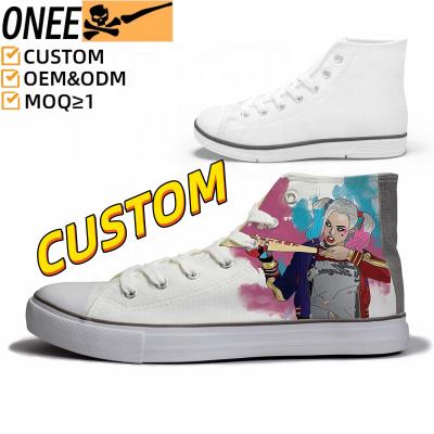 China Cushioning OEM LOW MOQ Custom Shoes Walking Style Manufacturers Retro Designer White Canvas Shoes Custom Men's Skateboard Shoes for sale