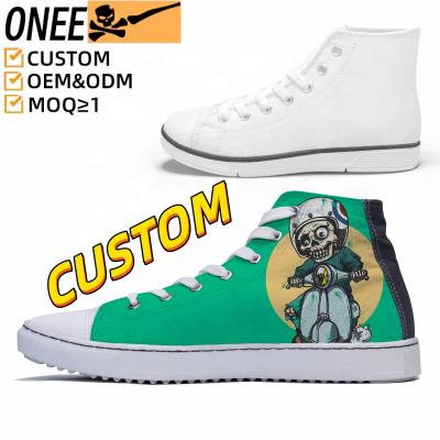 China Cushioning Custom Sneakers with Logo White Non Silp Walking Plain White Canvas Shoes Custom Skateboard Shoes Printed Canvas Skate Shoes for sale