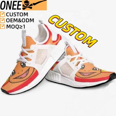 China Cushioning OEM MOQ 1Customized Designer Shoes Fly Knit Breathable Walking Running Sports Shoes Custom Logo SPrinted Mens Sneakers For Men for sale