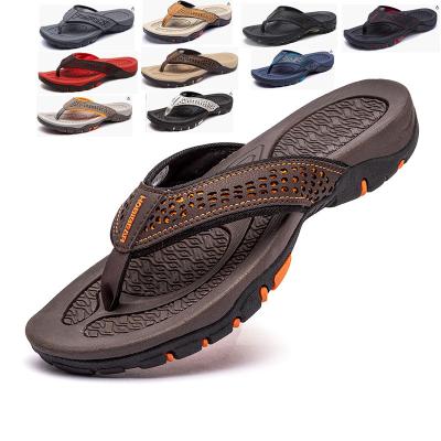 China Fashion Trend Mens Thong Genuine Leather Sandals Indoor and Outdoor Beach Flip Flop Shoes for sale