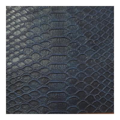 China Waterproof Leather Snake Embossing Natural PVC Synthetic Leather For Making Shoe And Bags for sale