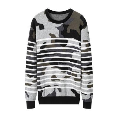 China Men's Fashion Camouflage Breathable Intarsia Pullover Striped Sweater for sale