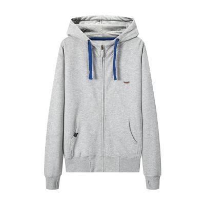 China Anti-pilling High Quality Gray Melange Hoodies 100%cotton Men's Zipper Cardigan Sweatshirt for sale