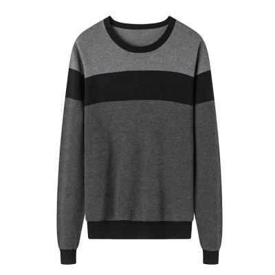 China Striped Crewneck Sweater Men Warm Black Pullover for sale