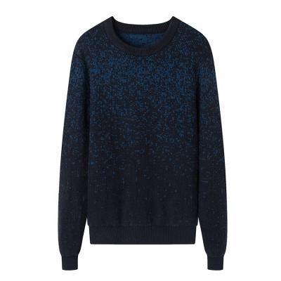 China Warm Men's Sweater Casual Knitted Crewneck Long Sleeve Slim Fit Pullover Gradient Color for sale