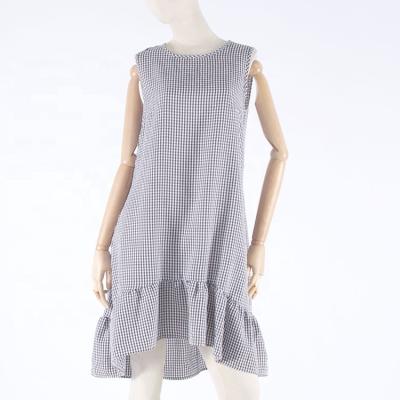 China Plus Size Women's Washable Plaid Ladies Casual Dresses Spring Summer Spring Sleeveless Dresses for sale