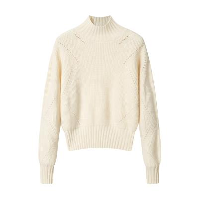 China Breathable Women Acrylic Cashmere Like Sweater Stand Neck Pullover Winter Warm Knitwear for sale