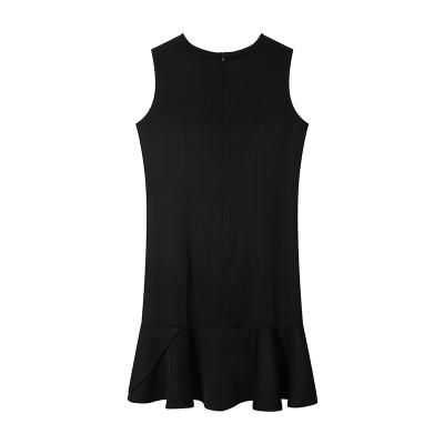 China Anti-wrinkle black fashion 2021 slim sleeveless dress elegant leisure for summer ladies black dress for sale