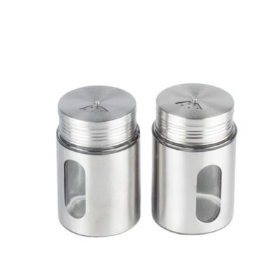 China Cheap Freshness Keeping Good Metal Covered Storage Canister Food Jar Glass Bottle Seasoning Set for sale