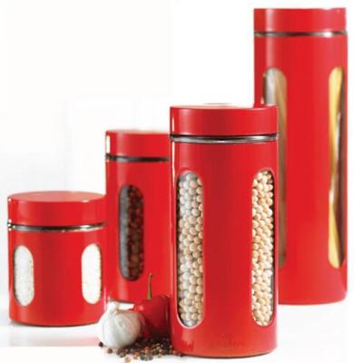 China Freshness Preservation Glass Canister Glass Jar Set With Stainless Steel Lid for sale