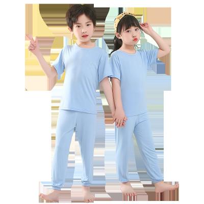 China 2022 Summer Girls New Design Sleep Wear Kids Breathable Modal Pajamas Short Sleeve 2 Pcs Cute Unisex Girl Set Kids for sale