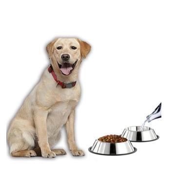 China Portable Durable Anti-Slip Stocked Stainless Steel Dog Bowl With Rubber Base for sale