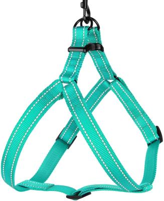 China Hot Selling Custom Nylon Stocked Comfort Adjustable Light Reflective Logo Webbing Dog Harness Set for sale