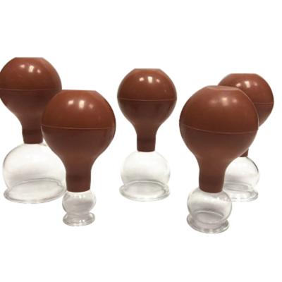 China Safety Quantity High Vacuum Rubber Cupping Jar 5 Cups Cupping With Rubber Ball for sale