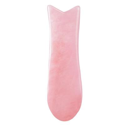 China Hot Selling Eco-friendly Natural Rose Quartz Jade Stone Fish Form Guasha Board For Facial Massage for sale