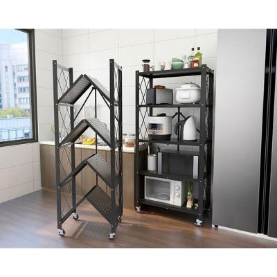 China Modern Foldable Storage Shelf Kitchen Metal Folding Wire Shelf Organizer Shelves for sale