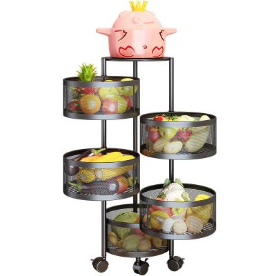 China 5 Layer Modern Circular Modern Organizer Trolley Kitchen Vegetable Storage Rack Layer Racks Shelf Shelves for sale