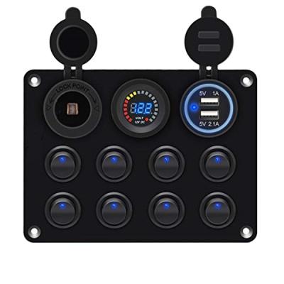 China 12V -24V Cars Dual USB 8 Socket 4.2a 12v Power Socket Marine Rocker Switch Panel with nilight LED MINI Switch for Car Boat for sale