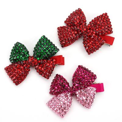 China Custom Handmade Big Bow Knot Korean Soft Rhinestone Bow Knot Ins Fashion Butterfly Hair Bow Hair Clips Hair Grips Hair Decoration For Women for sale