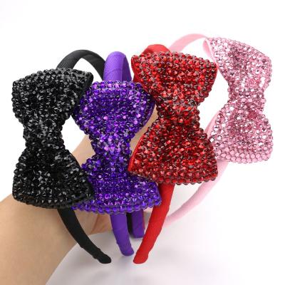 China 2021Korea BIG bow knot rhinestone pearl bowknot sweet headband festival cute headband handmade handcrafted ribbon headband for sale