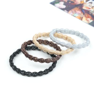 China 2021 Bling Bling Elastic Knitted Hair Ties Bling Korea Sale Fashion Running Design Wave Elastic Hair Band For Thick Hair for sale