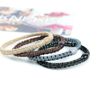 China 2021 Fashion New Design High Quality Korea Glitter Stripe Pattern Hair Ties Ropes Headdress Seamless Elastic Ponytail Holder For Women for sale