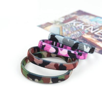 China Two Color Fashion Design Army Style Camouflage Color Ponytail Holder Flat Hair Scrunchies 2021 Korea Festival Camouflage Sides for sale