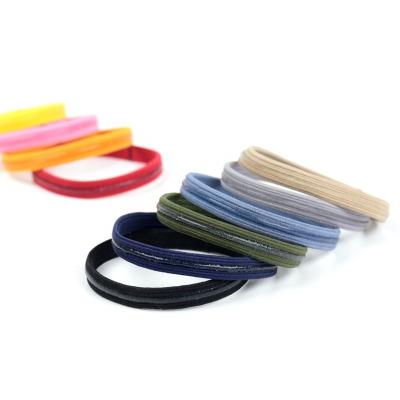 China 2021 Custom Printed Elastic Flat Design Band Hair Rope Ponytail Holder Central Institute of Statistics Korea Fashion Elastic Band For Women for sale