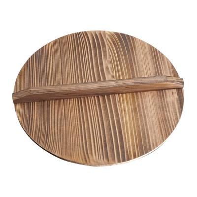 China Custom Solid Round Home Decoration Handle Pot Wooden Lid Viable For Pot for sale