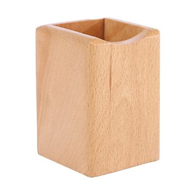 China Durable Custom Bamboo Home Storage Square Hot Sale Pen Holder Wooden Desk for sale