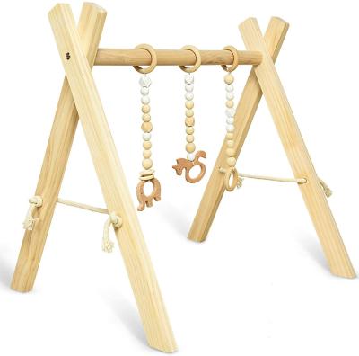 China Eco-Friendly Wooden Baby Fitness Frame Gym Bar Activity Hanging Newborn Bath Gift Newborn Gift - Natural Color for sale