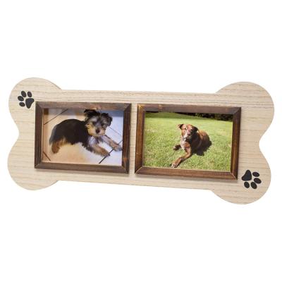 China Hot Sale Dog Bone Shape Environmentally Friendly Natural Wood Photo Frame Wooden Picture Frame for sale