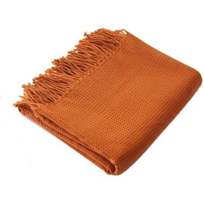 China Plain Super Soft-Perfect Knitted Tassel Blanket For Outdoor And Indoor 127*152CM for sale