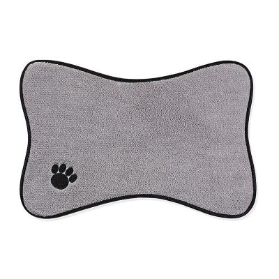 China Waterproof Dog Mat Non Slip Pet Food and Water Feeding Mat For Dog Under Bowls Embroidered Microfiber Pet Bowl Mat Water Absorbent Dog for sale