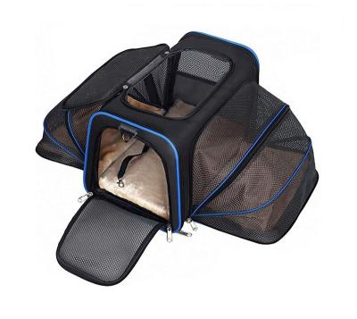 China Breathable Perfect Cat Carrier With Removable Fleece Mat Expandable Pet Carrier For Dogs And Cats for sale