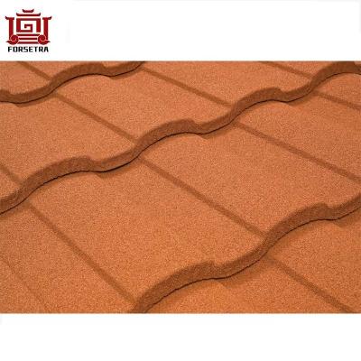 China Orange Red House Stone Coated Steel Roofing Tile Roman Style Roofing Sheet for sale