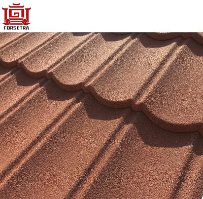 China Villas or any slope covering best factory price of glazed 7 waves stone metal coated roof tiles for sale