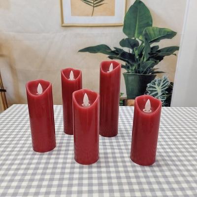 China 5-Pack Pillar Flameless Red Romantic Wax Candle Remote Control Led Flameless Lights for sale