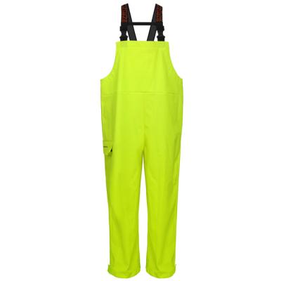 China 100% Waterproof Fluorescent PU Knitted Fabric Bib Pant For Fishing Worker for sale