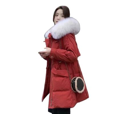 China 2021 winter new fashion women's down jacket breathable mid length white duck small down thick thin coat for sale