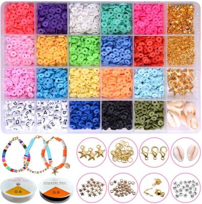 China Jewelry Making 6MM Soft Ceramic Letter Beads Boxed Bead DIY Jewelry Pendant Accessory Set DIY Kits Open Beads Charms for sale