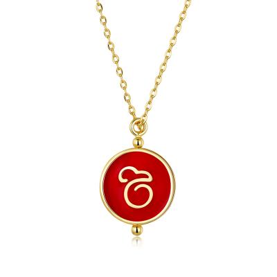 China Environmental Friendly Mouse Chain Chinese Zodiac Design Fashion Red 14k Gold Plated 925 Series Silver Pendant Necklace For Kids for sale