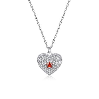 China Pendant Chain Necklace 925 Sterling Silver Jewelry Necklace Women Romantic/Fashion/Popular Luxury Zircon Sterling Silver Necklace Heart Shape for sale