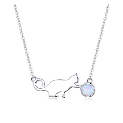 China Romantic/Fashion/Popular Fashion Sterling Silver Necklace Cat Ball Shape 925 Sterling Silver Jewelry Necklace Women Pendant Chain Wholesale for sale