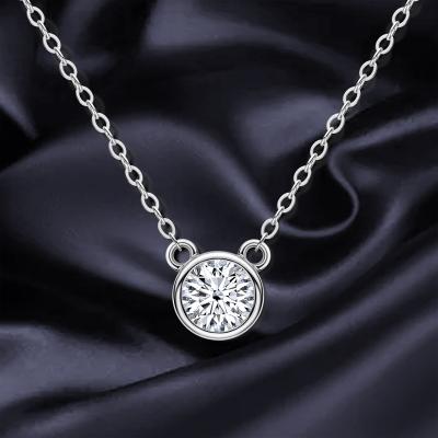 China CLASSIC Moissanite Diamond Pendant Necklace Women's Chain Wedding Moissanite 925 Sterling Silver Real Gold Engagement 1 Carat Link for sale