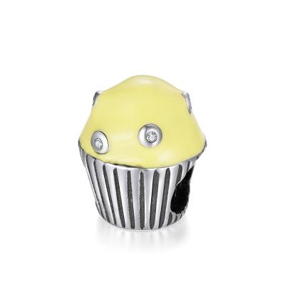 China Small Cupcake Design Cute Zircon 925 Sterling Silver Charm For Women Jewelry Charms Fashionable Cute Making for sale